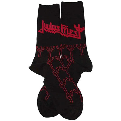 Black-Red - Back - Judas Priest Unisex Adult Trident Socks