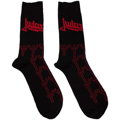 Black-Red - Front - Judas Priest Unisex Adult Trident Socks