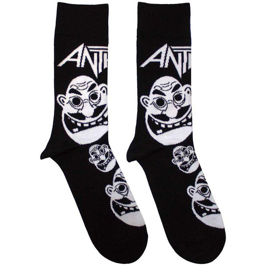 Black - Front - Anthrax Unisex Adult Faces Socks