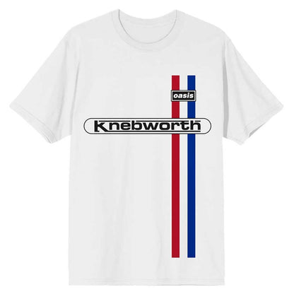 White - Front - Oasis Unisex Adult Knebworth Vertical Stripe T-Shirt