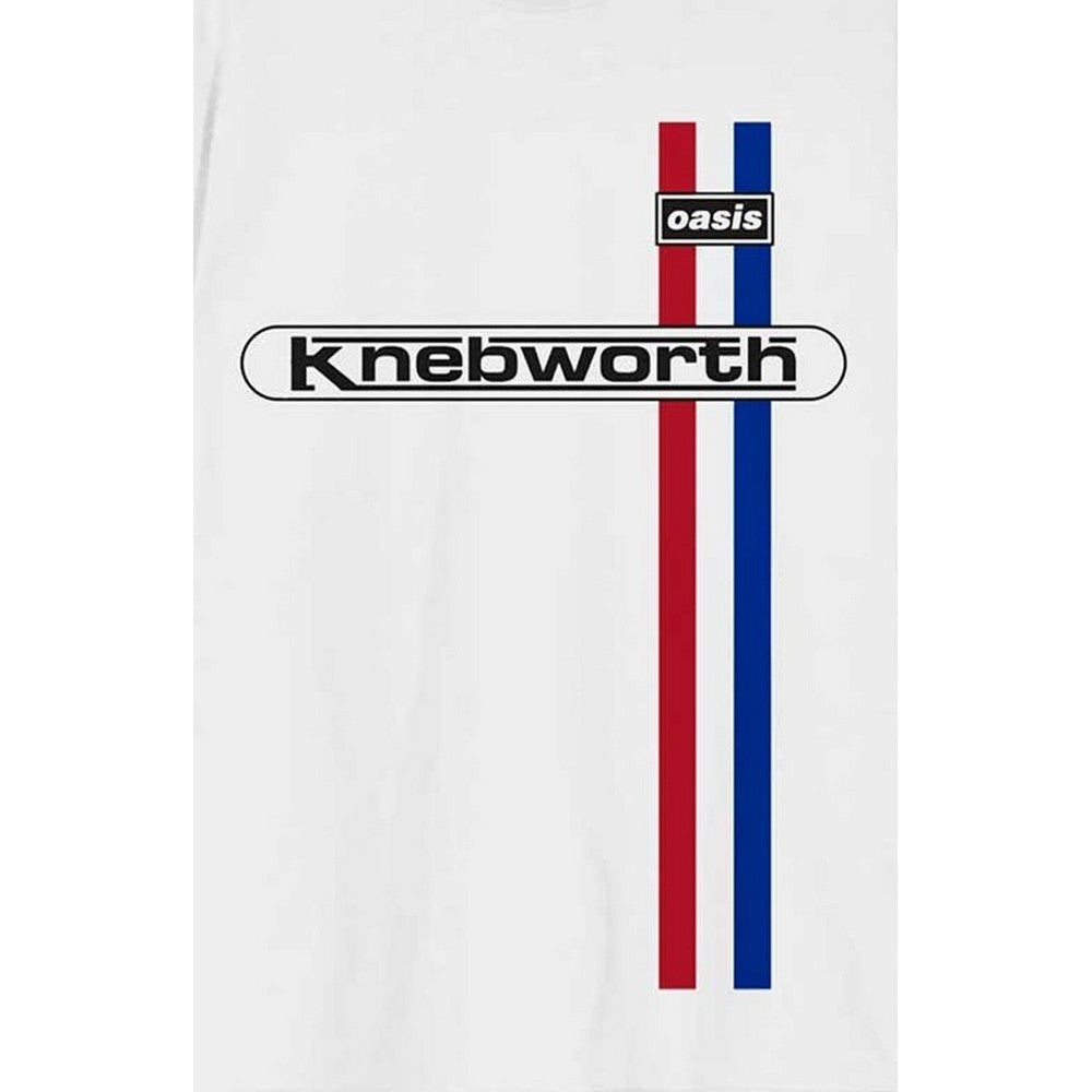 White - Back - Oasis Unisex Adult Knebworth Vertical Stripe T-Shirt