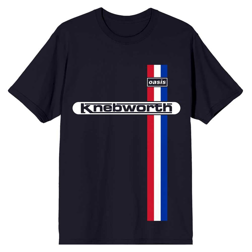Navy Blue - Front - Oasis Unisex Adult Knebworth Vertical Stripe T-Shirt