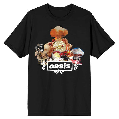 Black - Front - Oasis Unisex Adult Atomic Collage T-Shirt
