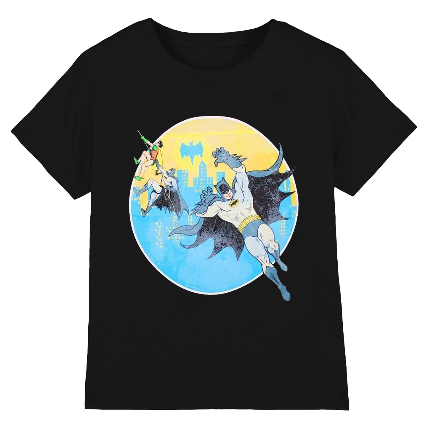 Black - Front - DC Comics Unisex Adult Batman Bat Leap T-Shirt