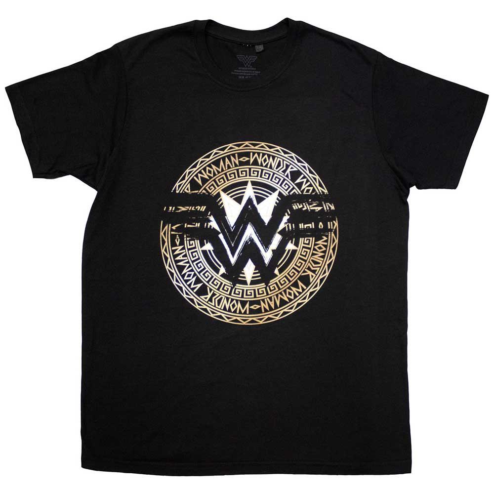 Black - Front - Wonder Woman Unisex Adult Gold Circle T-Shirt