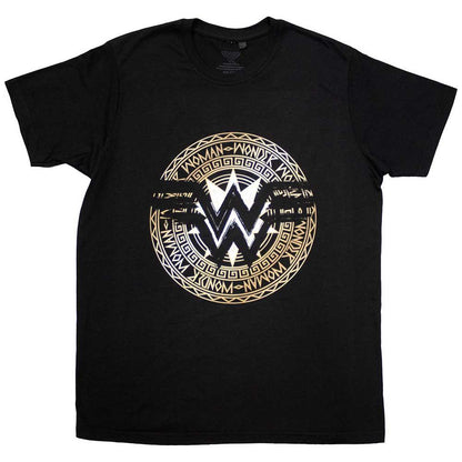 Black - Front - Wonder Woman Unisex Adult Gold Circle T-Shirt