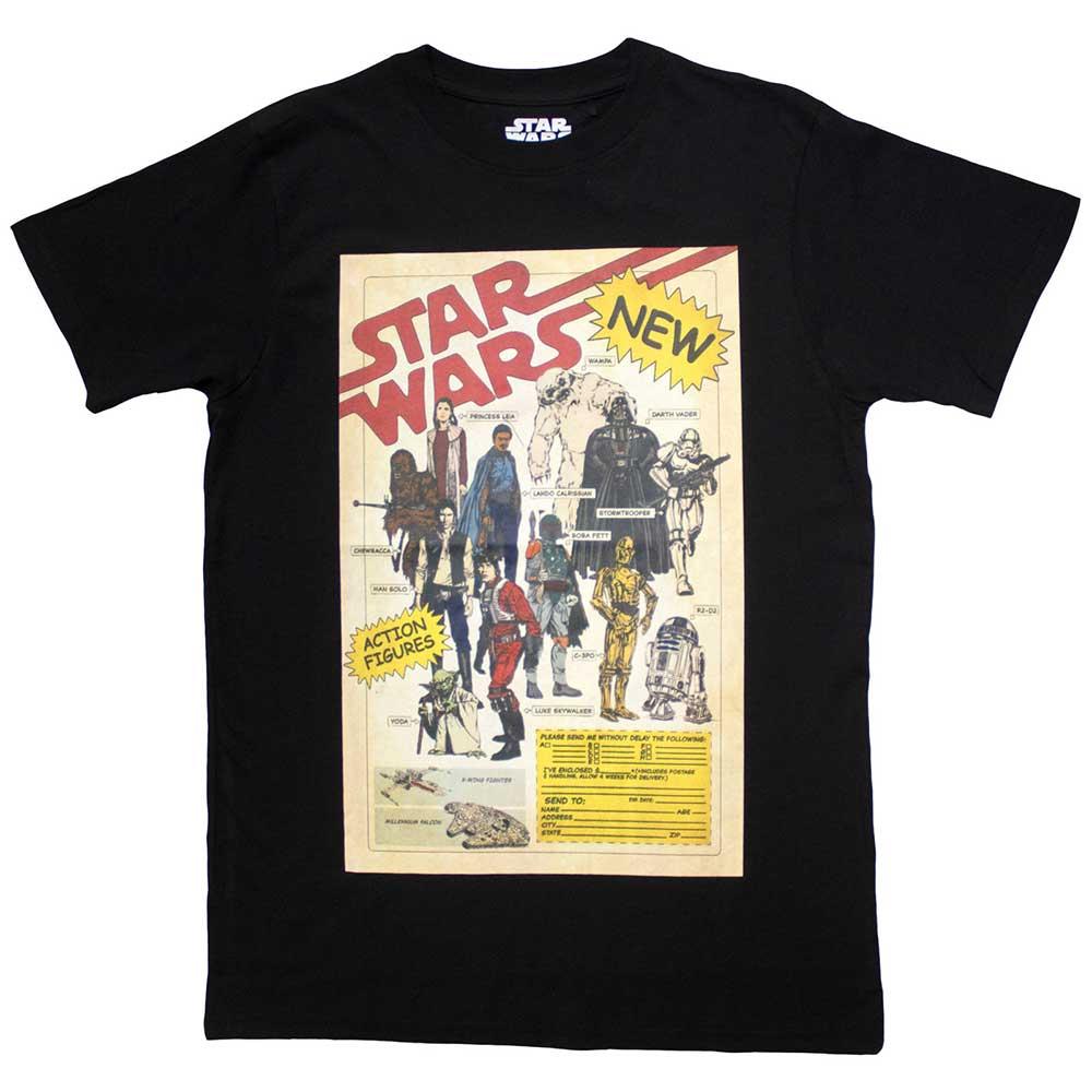 Black - Front - Star Wars Unisex Adult Action Figures T-Shirt