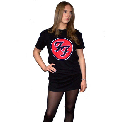 Black - Back - Foo Fighters Womens-Ladies FF Logo T-Shirt Dress