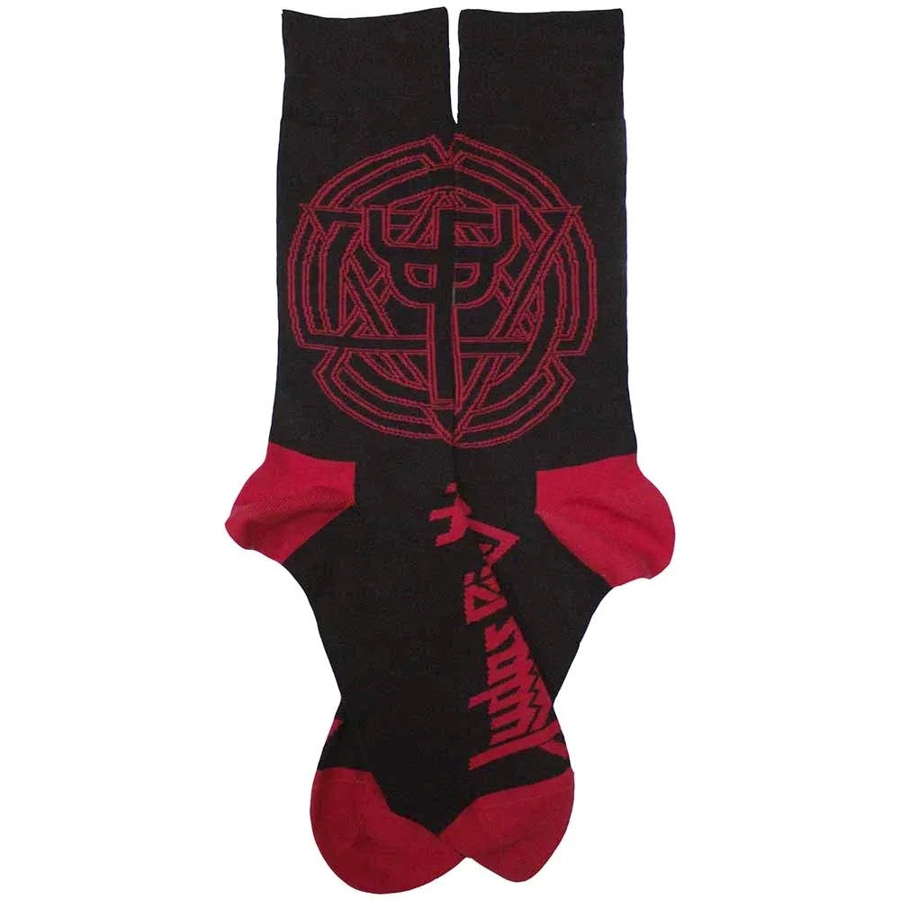 Black - Back - Judas Priest Unisex Adult Trident Emblem Socks