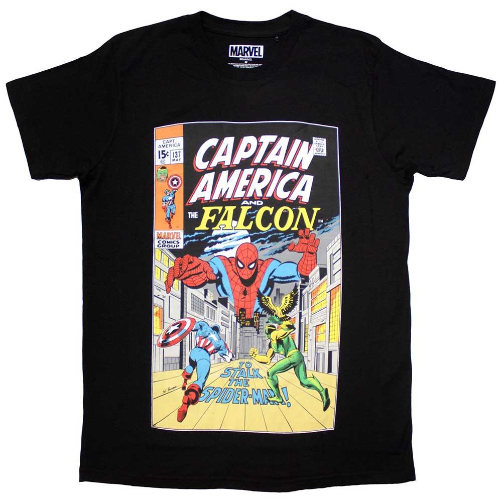 Black - Front - Marvel Comics Unisex Adult Captain America & Falcon Comic Cover T-Shirt