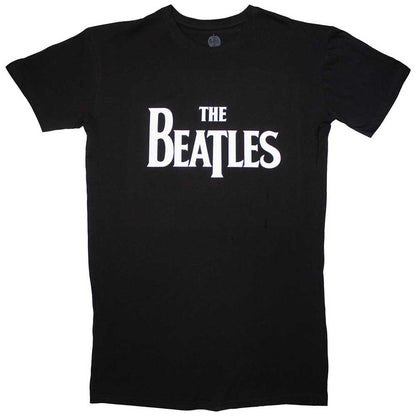 Black - Front - The Beatles Womens-Ladies Drop T Logo T-Shirt