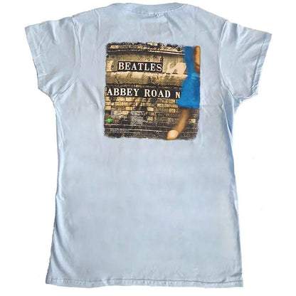 Light Blue - Back - The Beatles Womens-Ladies Abbey Road T-Shirt