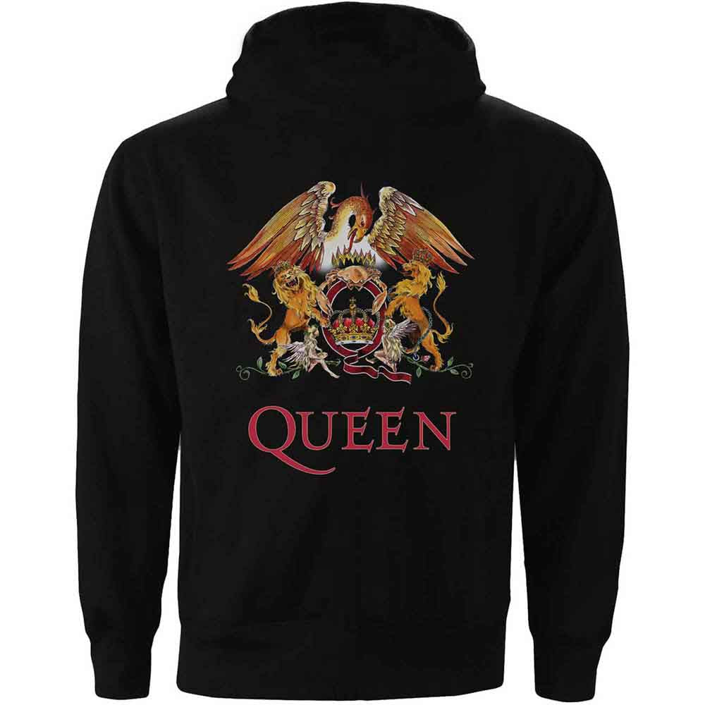 Black - Back - Queen Unisex Adult Classic Zipped Long-Sleeved Hoodie