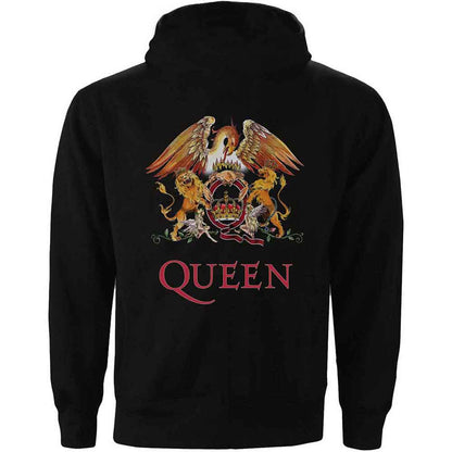 Black - Back - Queen Unisex Adult Classic Zipped Long-Sleeved Hoodie