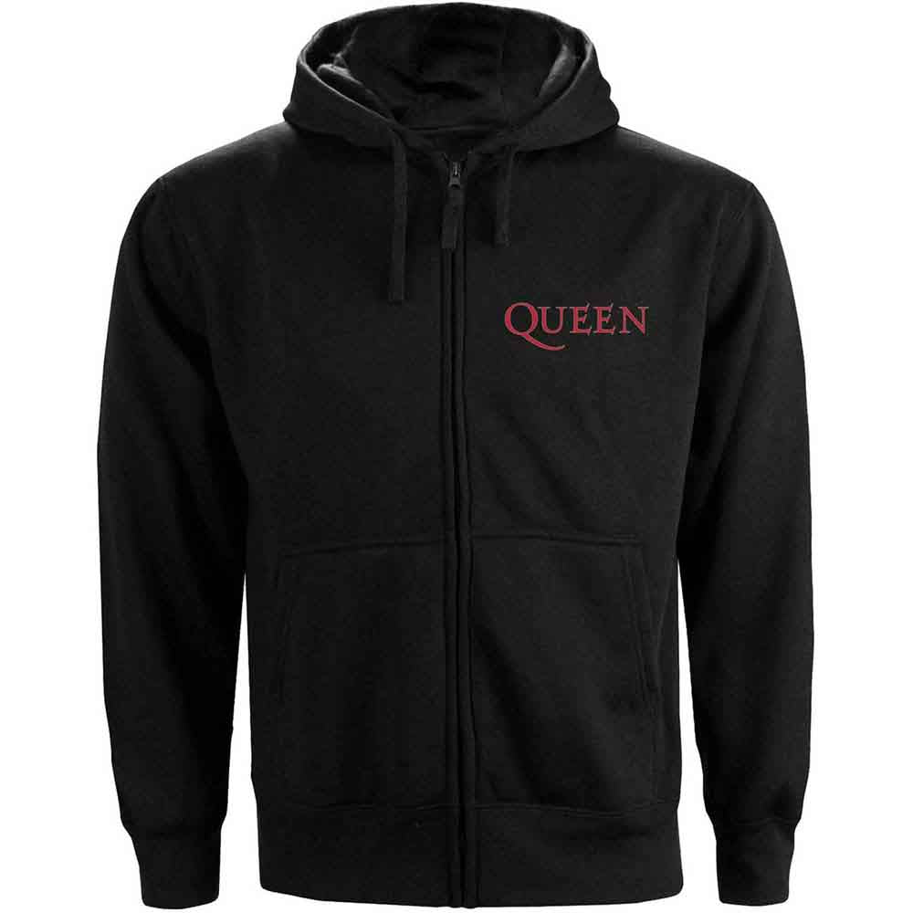 Black - Front - Queen Unisex Adult Classic Zipped Long-Sleeved Hoodie