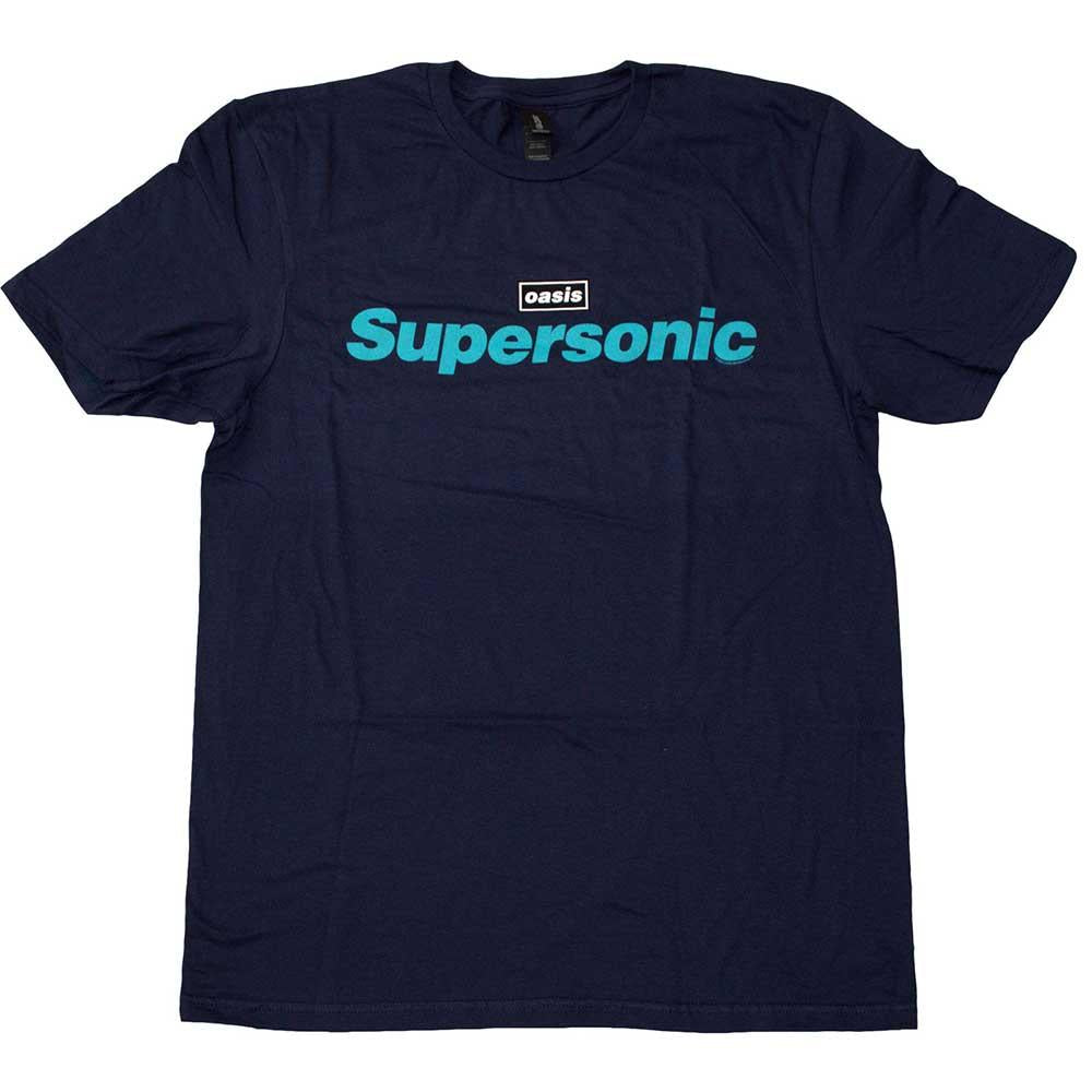Navy Blue - Front - Oasis Unisex Adult Supersonic Title Colour T-Shirt