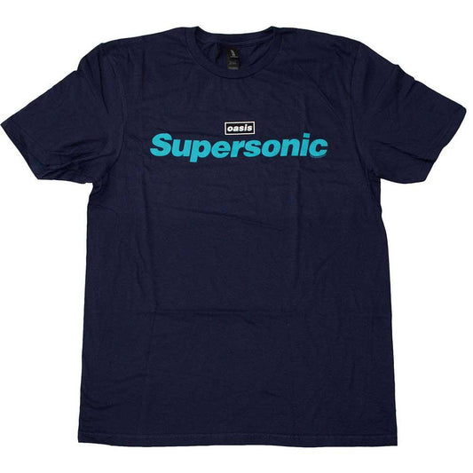 Navy Blue - Front - Oasis Unisex Adult Supersonic Title Colour T-Shirt