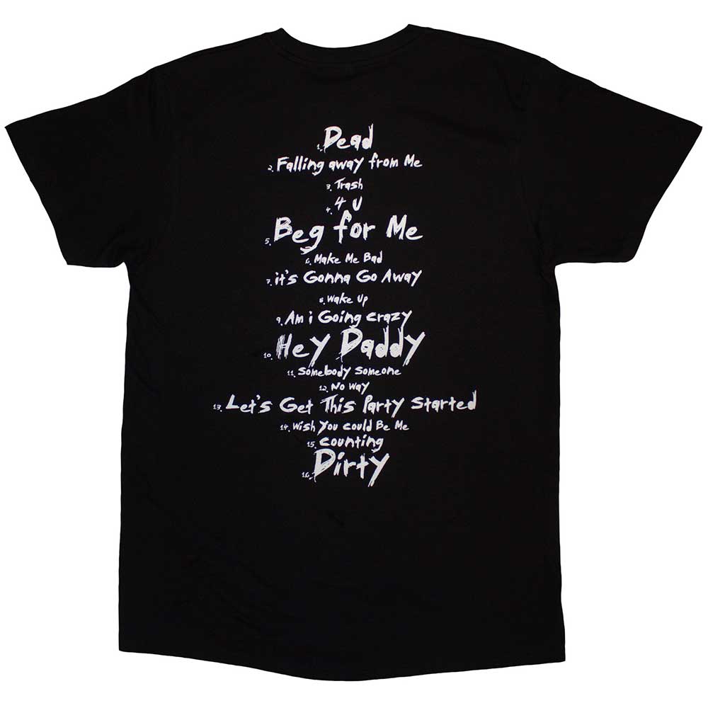 Black - Back - Korn Unisex Adult Issues Tracklist Back Print T-Shirt