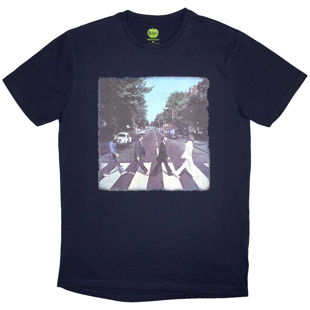 Navy Blue - Front - The Beatles Unisex Adult Vintage Abbey Road Back Print T-Shirt