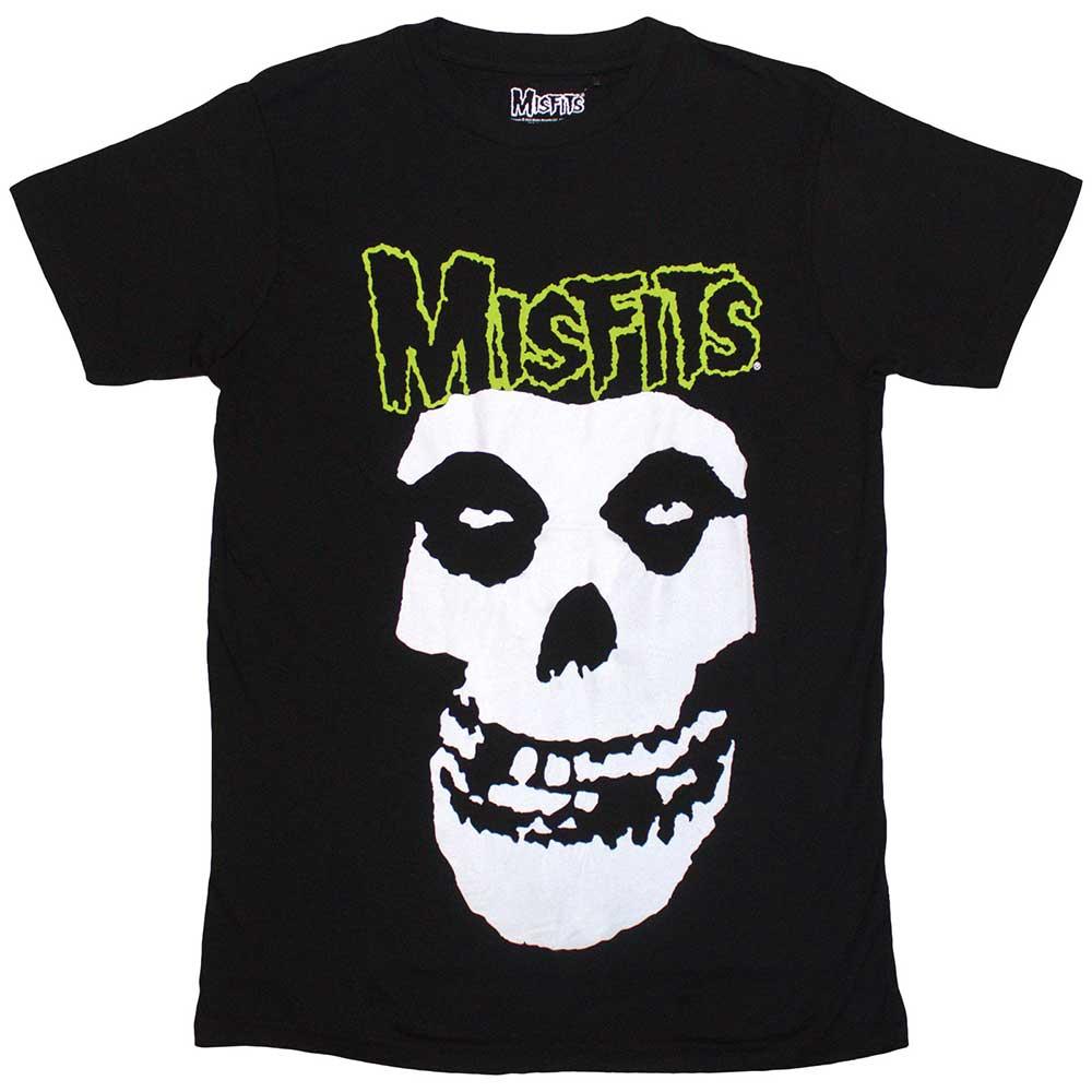 Black - Front - Misfits Unisex Adult Skull & Logo T-Shirt