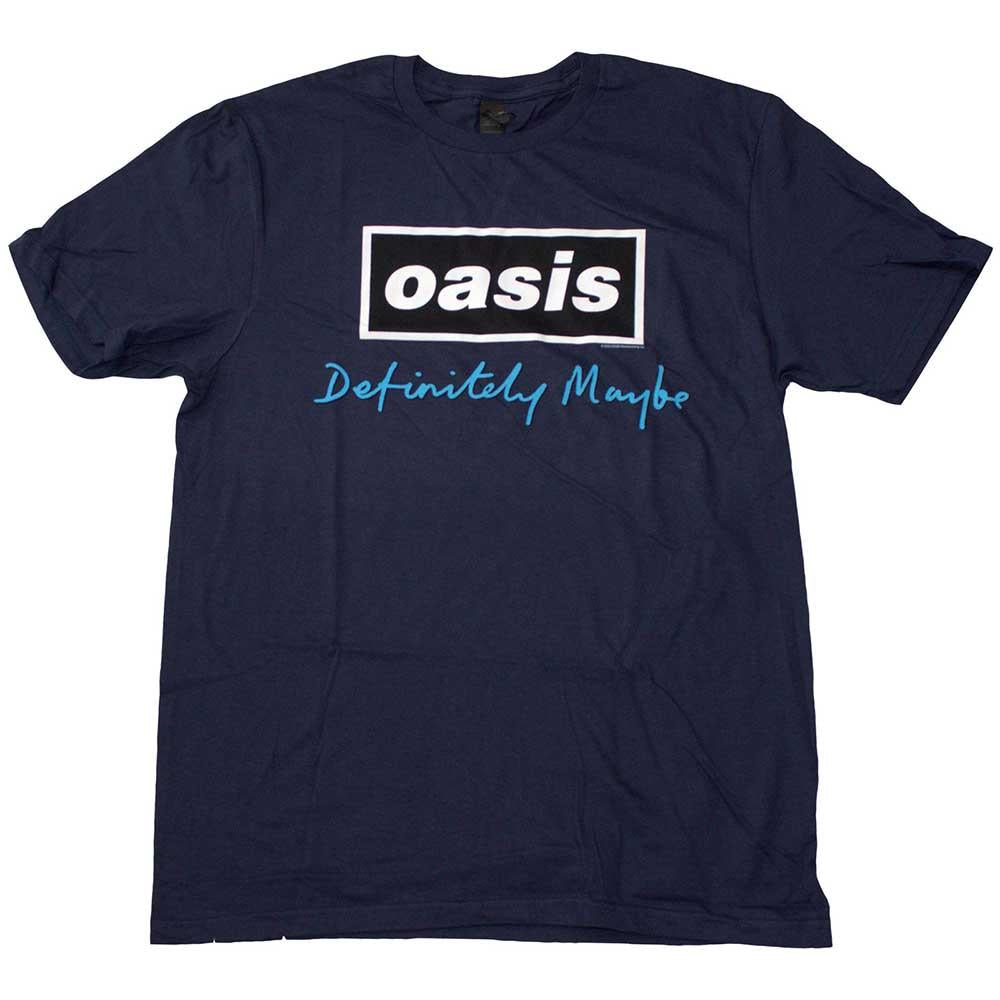 Navy Blue - Front - Oasis Unisex Adult Definitely Maybe Text Logo T-Shirt
