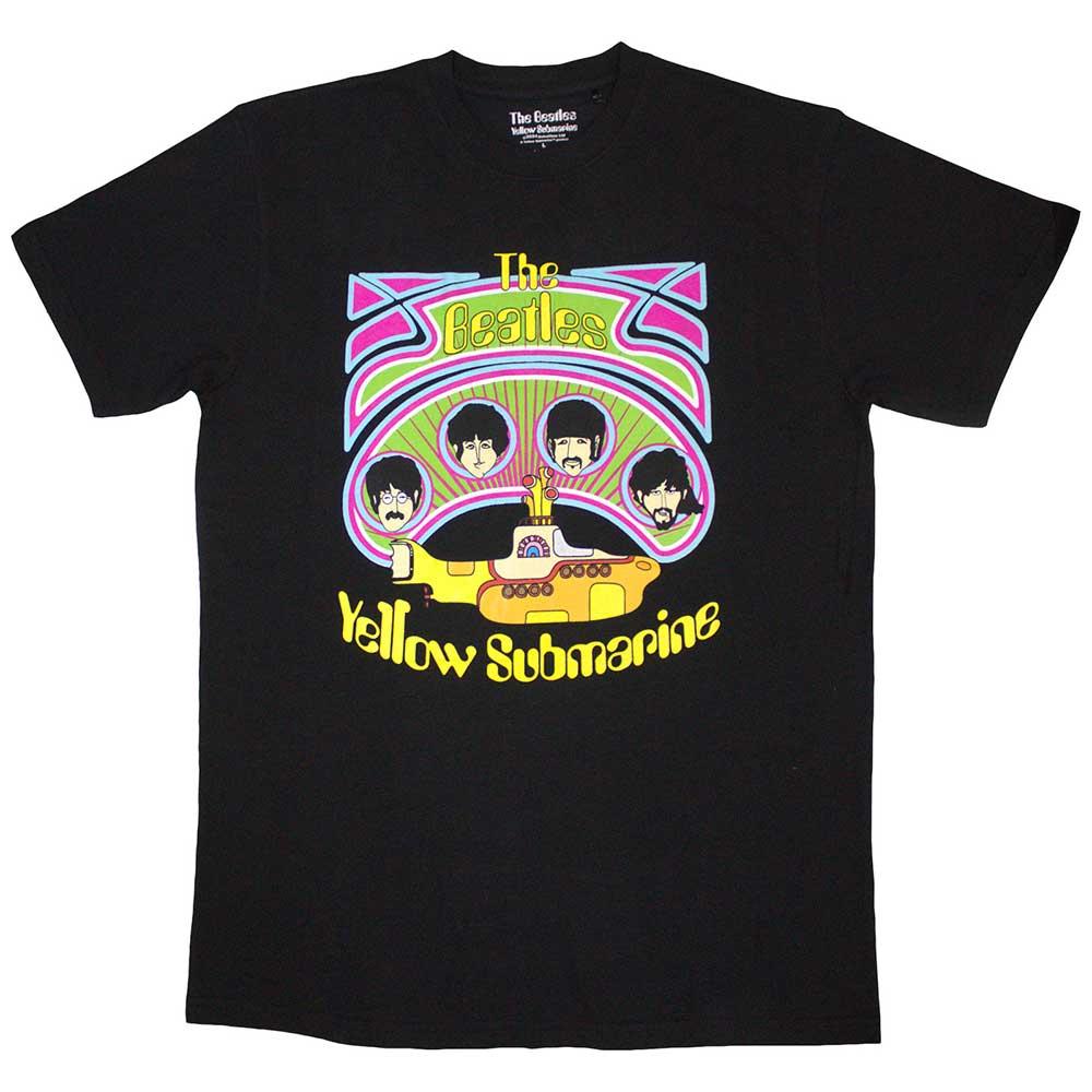 Black - Front - The Beatles Unisex Adult Yellow Submarine Heads In Circles V2 T-Shirt