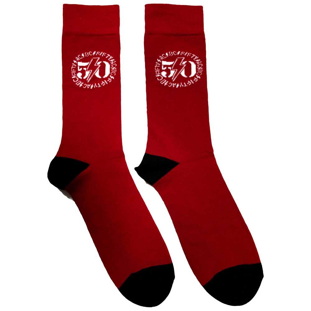 Red - Front - AC-DC Unisex Adult 50th Logo Socks