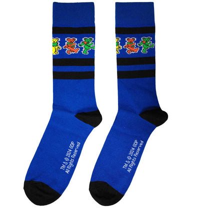 Blue - Back - Grateful Dead Unisex Adult Dancing Bear Strip Socks