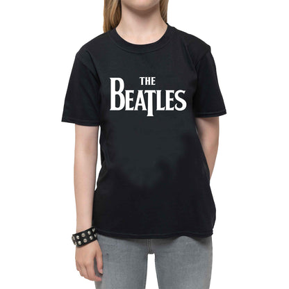 Black - Side - The Beatles Childrens-Kids Drop Logo T-Shirt