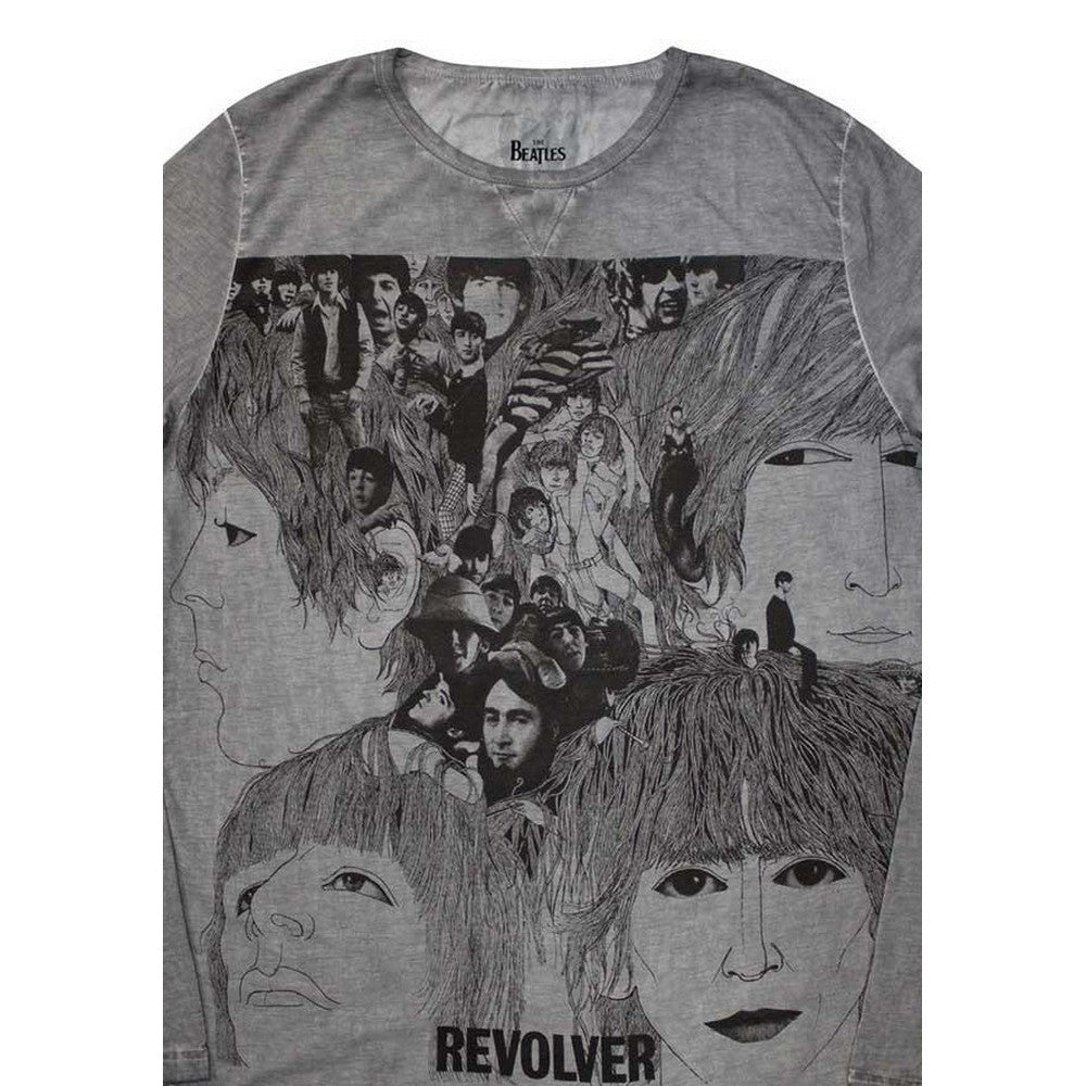 Grey - Back - The Beatles Unisex Adult Revolver Stone Wash Sweatshirt