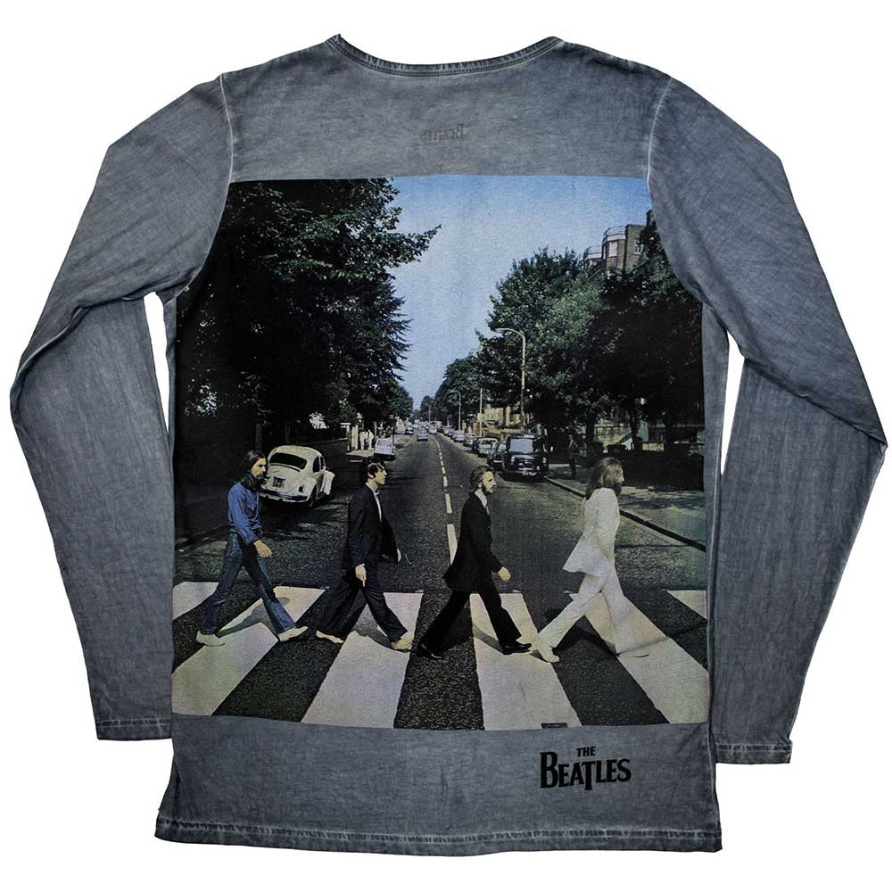 Blue - Back - The Beatles Unisex Adult Abbey Road Back Print Stone Wash Long-Sleeved T-Shirt