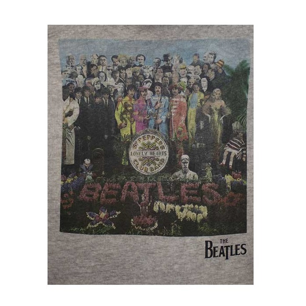 Silver Grey - Back - The Beatles Unisex Adult Sgt Pepper Stone Wash Long-Sleeved T-Shirt