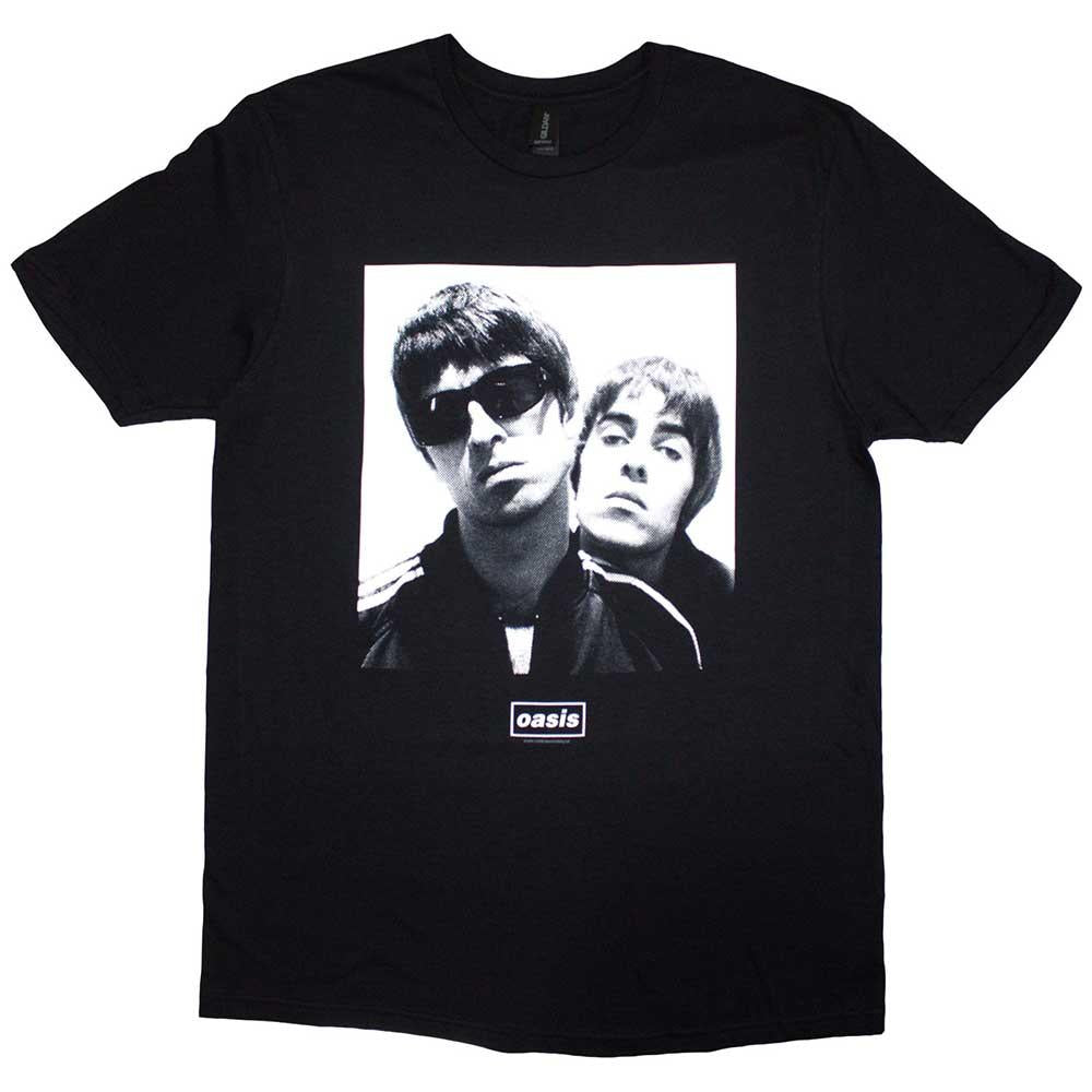 Black - Front - Oasis Unisex Adult Noel & Liam Photograph Square T-Shirt