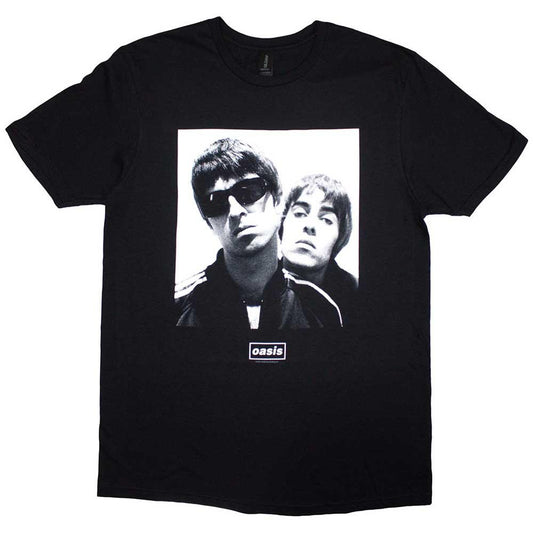 Black - Front - Oasis Unisex Adult Noel & Liam Photograph Square T-Shirt