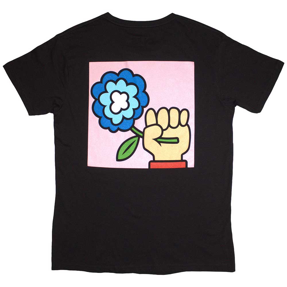 Black - Back - Idles Unisex Adult Cartoon Flower Back Print T-Shirt