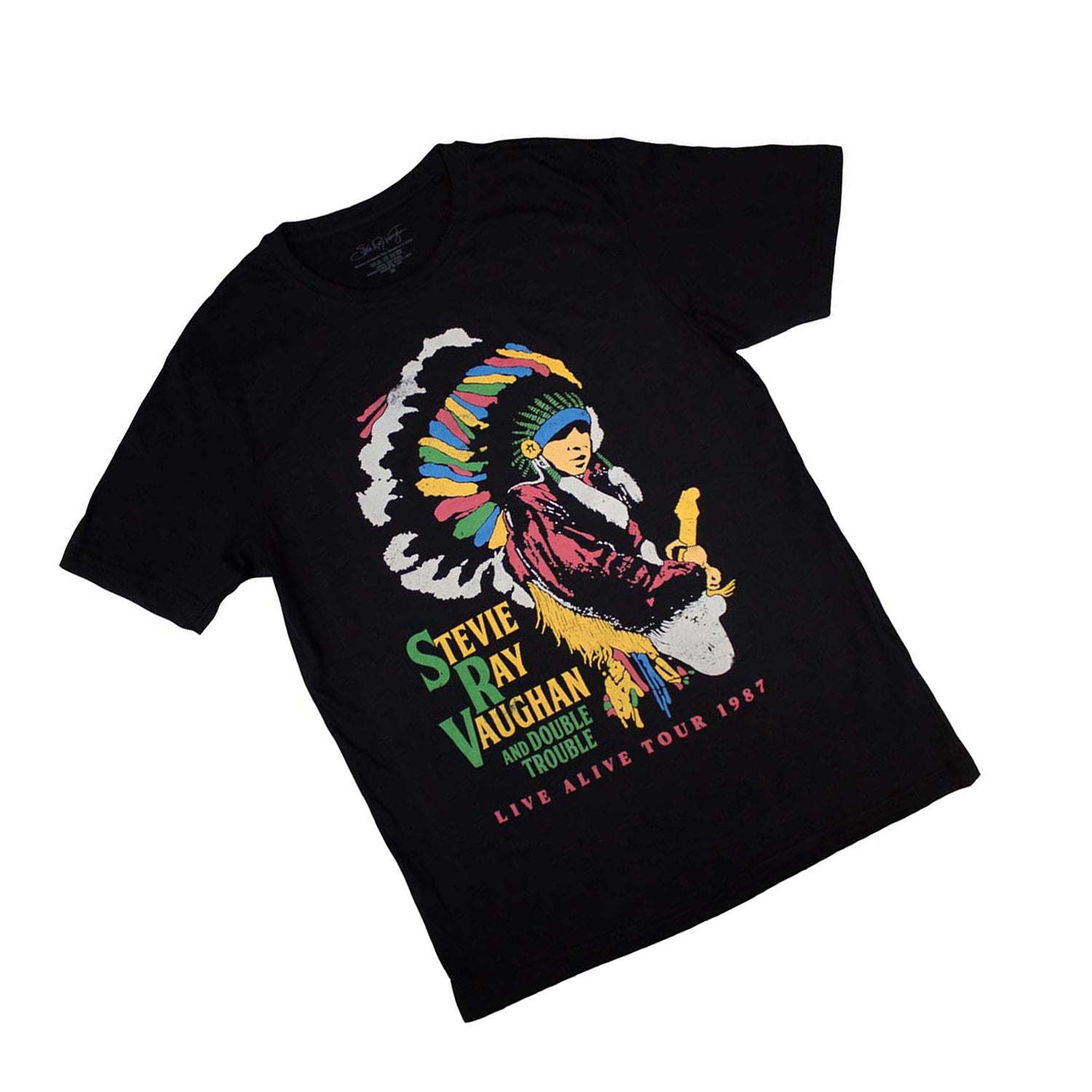 Black - Back - Stevie Ray Vaughan Unisex Adult Double Trouble T-Shirt