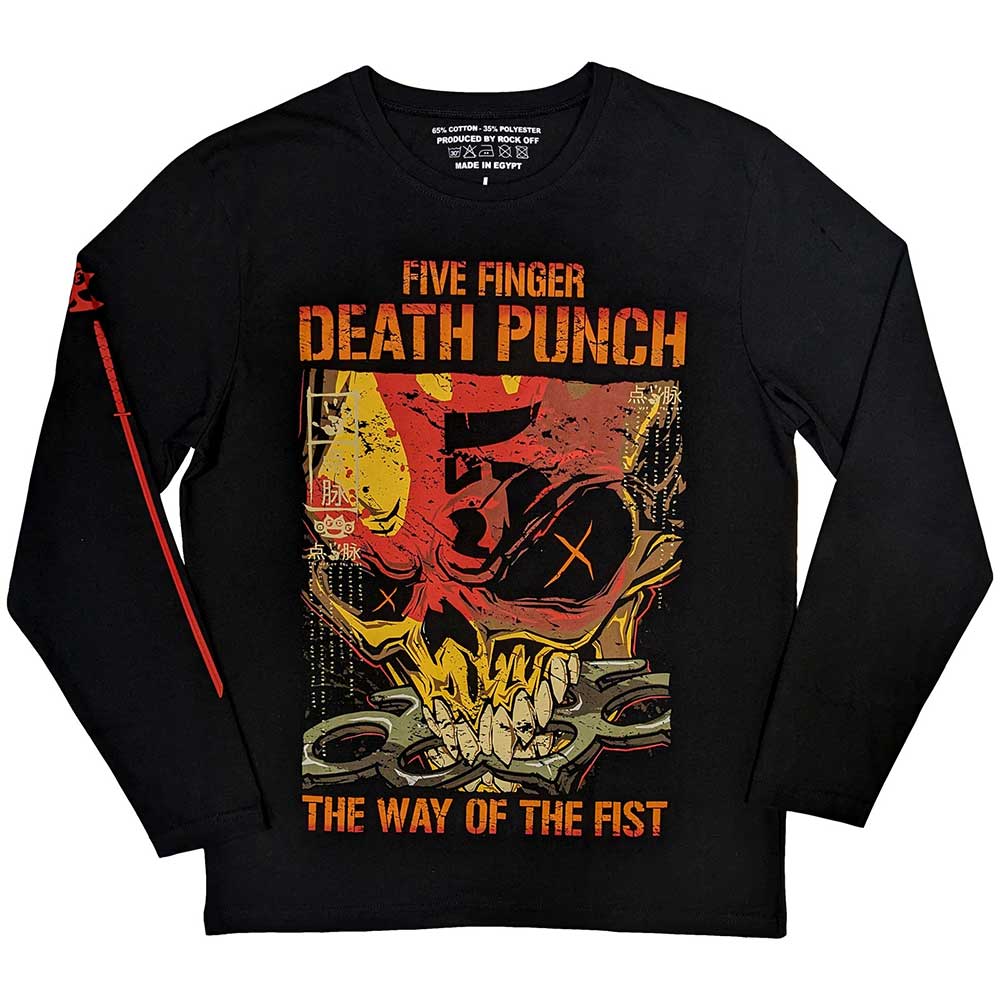 Black - Front - Five Finger Death Punch Unisex Adult The Way Of The Fist Long-Sleeved T-Shirt