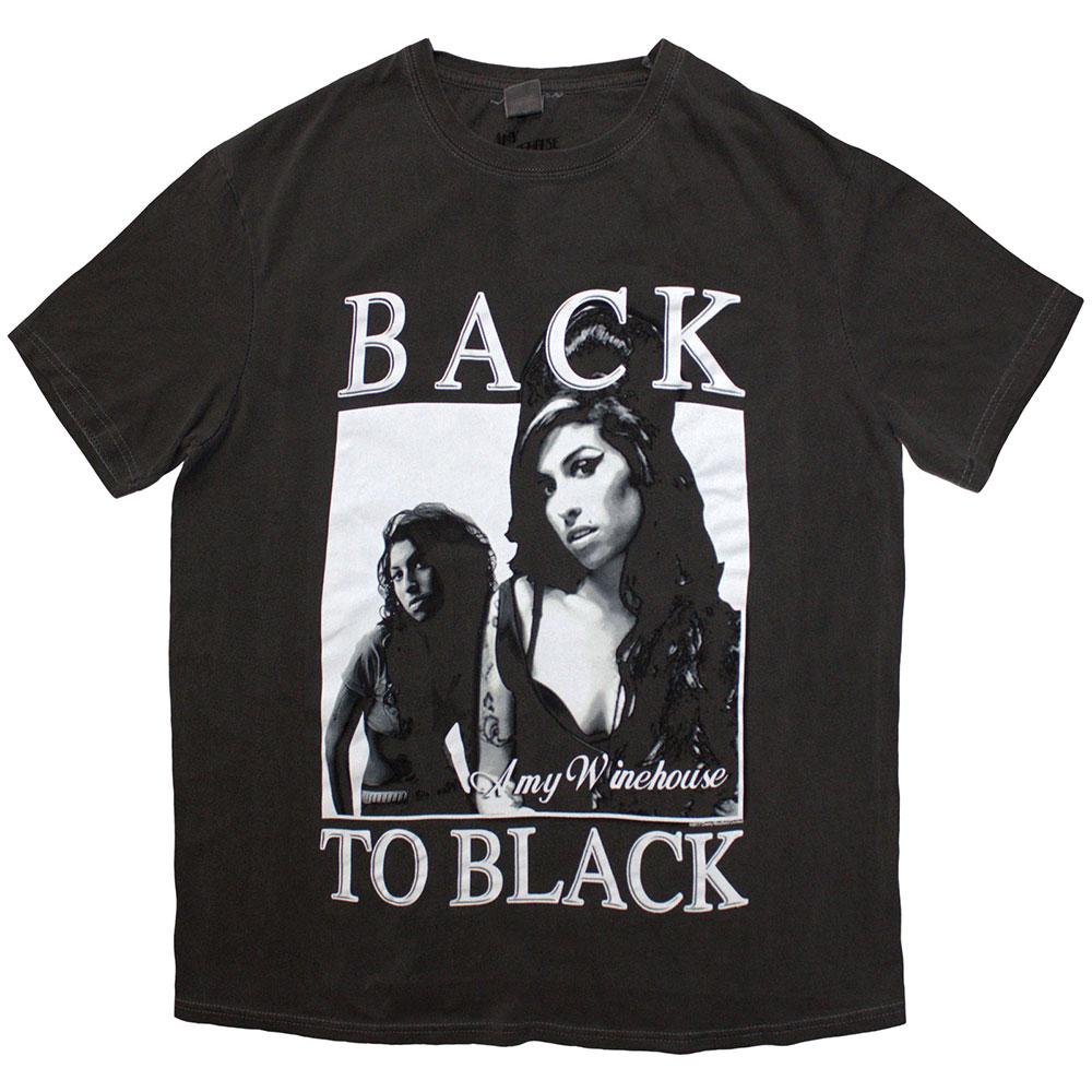 Black Wash - Front - Amy Winehouse Unisex Adult Back To Black Washed T-Shirt