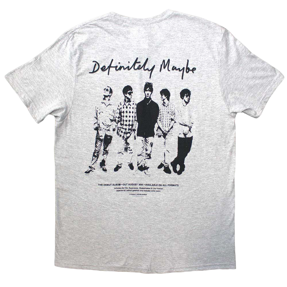 Grey - Back - Oasis Unisex Adult Definitely Maybe Promo Back Print T-Shirt