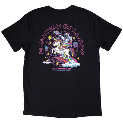 Black - Back - Electric Callboy Unisex Adult Spaceman Unicorn T-Shirt