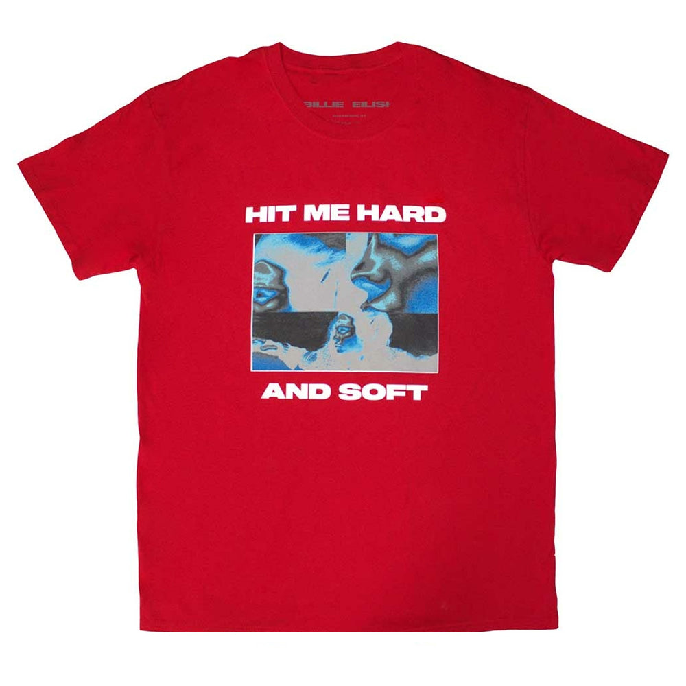 Red - Front - Billie Eilish Unisex Adult Hit Me Hard And Soft Negative T-Shirt