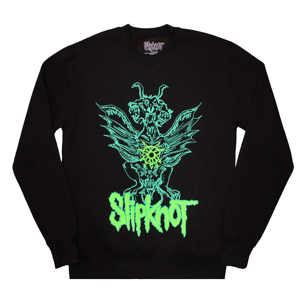 Black - Front - Slipknot Unisex Adult Green Demon Back Print Oversized Sweatshirt