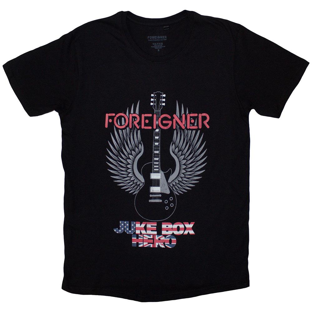 Black - Front - Foreigner Unisex Adult Juke Box Hero T-Shirt