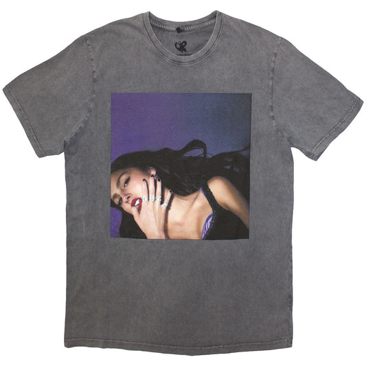 Grey - Front - Olivia Rodrigo Unisex Adult Guts Album Cover Washed Back Print T-Shirt