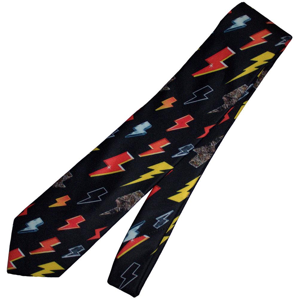 Black-Multicoloured - Front - AC-DC Unisex Adult Lightning Bolt Tie