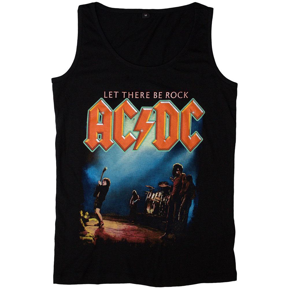 Black - Front - AC-DC Womens-Ladies Let There Be Rock Vest Top