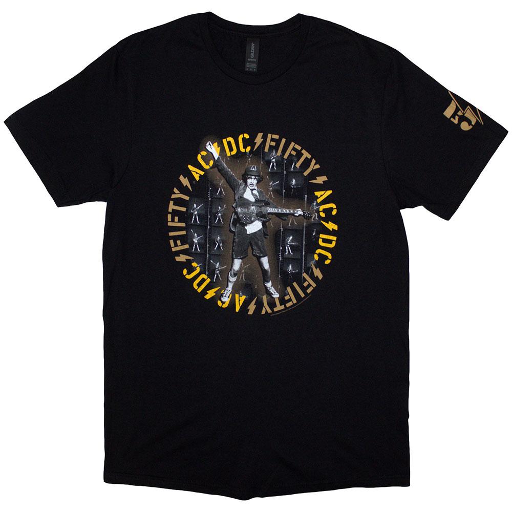 Black - Front - AC-DC Unisex Adult Fifty Angus Repeat T-Shirt