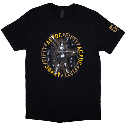 Black - Front - AC-DC Unisex Adult Fifty Angus Repeat T-Shirt
