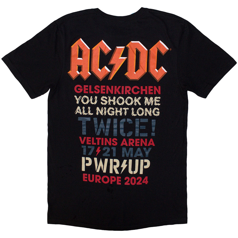 Black - Back - AC-DC Unisex Adult PWRD-UP Gelsenkirchen ´24 Back Print T-Shirt