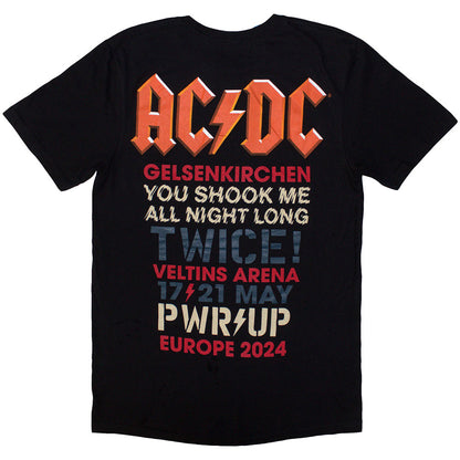 Black - Back - AC-DC Unisex Adult PWRD-UP Gelsenkirchen ´24 Back Print T-Shirt